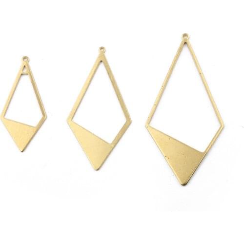 10pcs Raw Brass Geometric Frame Hanging Earrings Charms Pendant For Handmade Crafts Jewelry Supplies 46*23mm