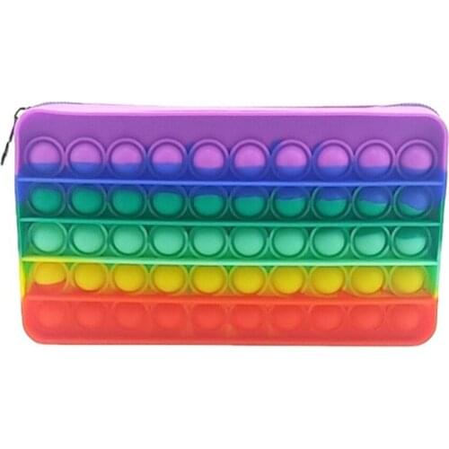 Push Bubble Fidget Toys Rectangle Pencil Case Children Antistress Relief Squeeze Dimple Toy Kids Study Stationery Storage Bags