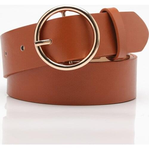 O Ring Belts For Women Fashion Dress Jeans Belt PU Leather Metal Buckle Waist Belts Lady Girls Leisure Waistband Accessories