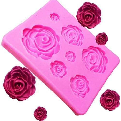 Rose Flower Silicone Molds Wedding Cupcake Topper Fondant Cake Decorating Tools Sugarcraft Candy Clay Chocolate Gumpaste Moulds