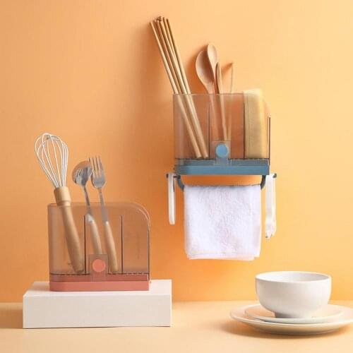 Storage Rack Eco-friendly Good Load Capacity Plastic Wall Hanging Chopstick Tube for Home Kitchen Storage Rack Wall-mounted
