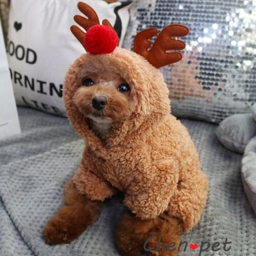 Warm Cute Dog Clothes for Christmas Soft Christmas Dear Dog Costume French Bulldog Clothes Schnauzer Pomeranian Winter Hoodie