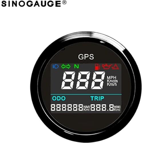 2" External GPS Speedometer Motorcycle Trucks Bus Boat Trip Counter Waterproof IP67 12/24V Universal Black Silver Ring Free ship