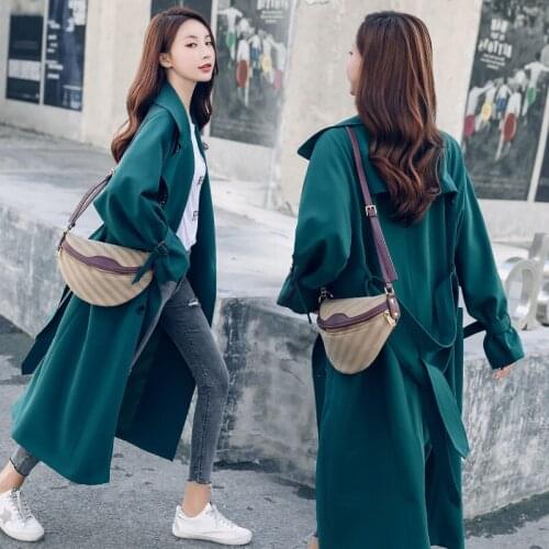 Windbreaker female 2020 spring autumn new fashion casual chic loose ladies straight long raglan sleeve windbreaker coat fema m01
