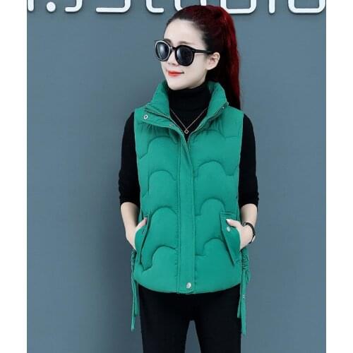 2021 New Short Waistcoat Women Autumn And Winter Zipper Down Cotton Vest Fashion Female Students Casual Simple Sleeveless Coat