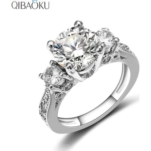 Classic CZ Cubic Zirconia Ring for Women Delicate Big Rings Engagement Wedding Promise Crystal Stone Jewelry Gift
