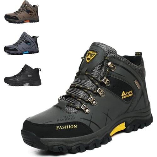 Winter Hiking Shoes Men Snow Boots Anti-collision Leather Sneakers Waterproof Keep Warm Mens Casual Boots