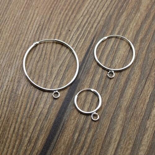 1pairs, Real Solid 925 Sterling Silver Earring Smooth Hook Ear Wires DIY Earring Accessories Jewelry Findings 13 20 30 mm