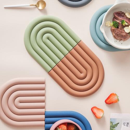 2PCS Nordic Style Rainbow Shape Silicone Coasters Placemat Table Mat Cup Pad Home Decoration Kitchen Accessories For Class Pot