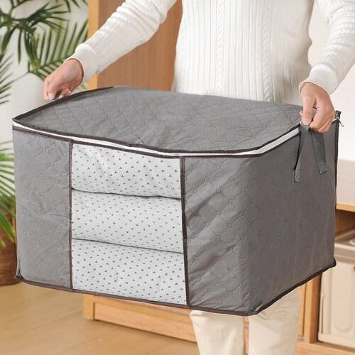 4 Pcs / Set Foldable Comforter Blanket Storage Bag Household Clothing Box Dustproof Quilt Bra Socks Clothing Storage Quilted Bag