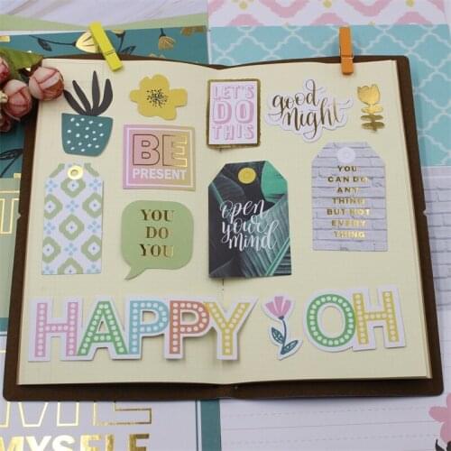 40pcs Happy Day Colorful Paper Die Cuts for Scrapbooking Happy Planner/Card Making/Journaling Project