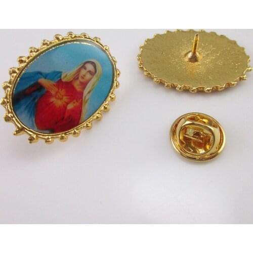 50pcs of Assorted High Quality Gold Plating Holy Family Divine Mercy Medal Badge Lapel Pins