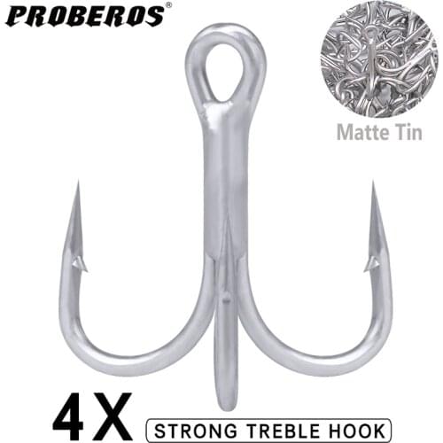 50pcs/lot Saltwater Fishing Hook 4X Matte Tin Treble Hooks 4/0#-3/0#-1/0#-1#-2#-4#-6# High-Carbon Steel High Strength Hooks 2019