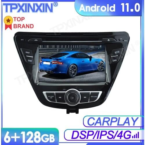 6+128GB Android 11 For HYUNDAI ELANTRA 2014+ Car Multimedia Player GPS Navi Audio Stereo Screen DVD Head Unit Tape Recorder