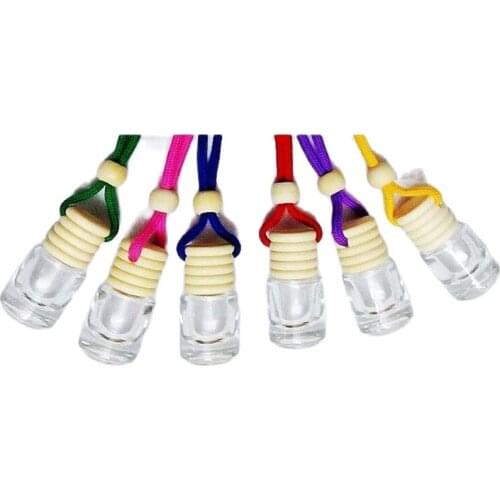 6ml Colorful Essential Oil Aromatherapy Locket Empty Perfume Pendant Glass Hanging Bottle Column Car Perfume Bottle 25pcs/lot