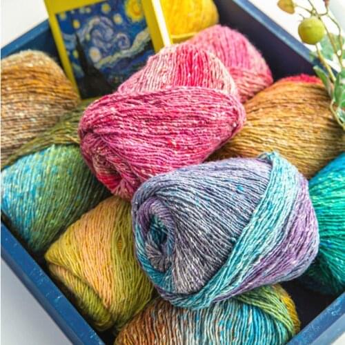 6pcs 100g/Ball Silk Cotton Color Dyeing Of Wool In Children Coarse Hand Knitting Scarf Shawl Crochet Hats