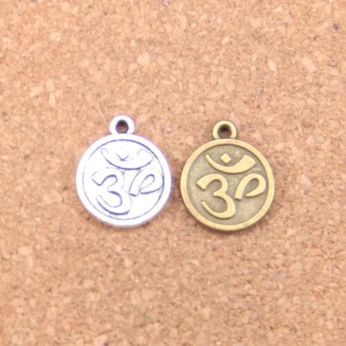 62pcs Charms double sided yoga om 15mm Antique Pendants,Vintage Tibetan Silver Jewelry,DIY for bracelet necklace