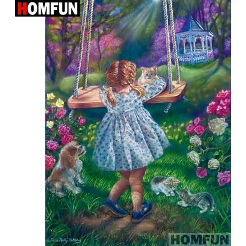 HOMFUN Full Square/Round Drill 5D DIY Diamond Painting "Cartoon girl" Embroidery Cross Stitch 5D Home Decor Gift A07433