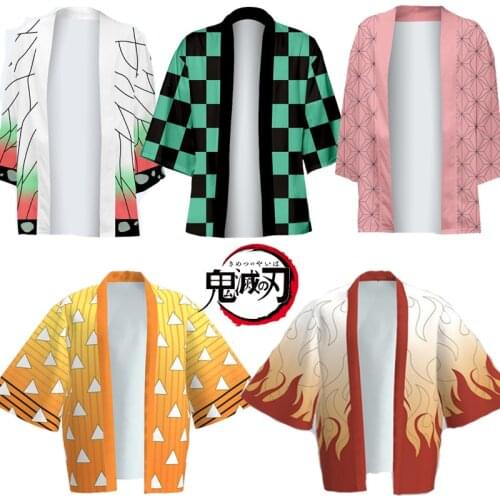 Anime Demon Slayer Kimetsu no Yaiba Cosplay nezuko rengoku zenitsu tanjiro shinobu Kimono Haori Yukata Women/Men Summer costume