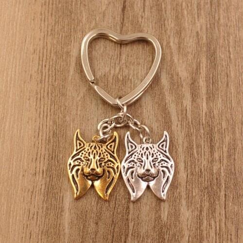 2021 New Lynx Animal Antique Gold Silver Plated Metal Pendant Keychain For Bag Car Women Men Girls Boys Love Jewelry Christmas