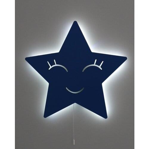 Star Shaped Decor Baby Night Lamp Bedside Wooden Star Wall Lamp Kids Room Decor Nursery Star Decor Sleeping Lamp