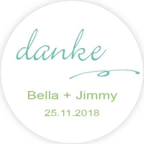 DouxArt 100 Pieces 4 cm Custom Personalized Wedding Favors Stickers - Danke Party Baptism Invitation Labels Communion P121