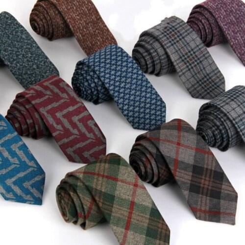 New fashion designer high quality mens paisley slim neck tie 6cm skinny imitation wool plaid ties business 100pcs/lot fedex