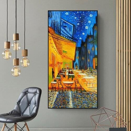 Impressionist Van Gogh Starry Night Canvas Painting Abstract Landscape Posters and Prints Wall Art Picture for Living Room Decor