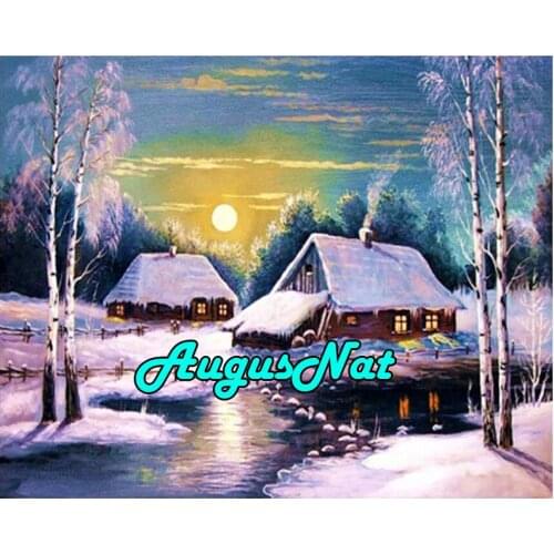 Winter village diamond painting cottage dimond embroidery paint with diamonds picture oil paint by number cabin crystal poster