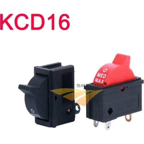 KCD16 Wind Speed Control Button Rocker Switch 3 Positions 3Pin SPDT Switch For Hair dryer 10A 250V Black Red