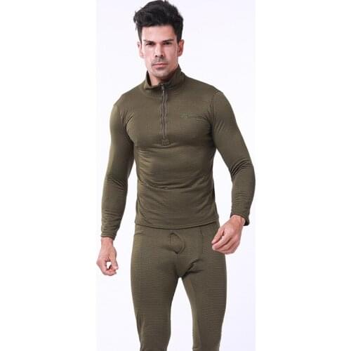 Tactical Training Mens Warm Underwear Suit Outdoor Hiking Hunting Windproof Thermal Fleece Shirt + Pants Sets Military Clothes
