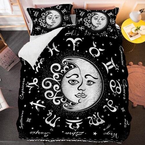Fantasy Moon Sun Comforter Bedding Set 3D Print Luxury Queen King Single Duvet Cover Set Home Textile Decor Modern Black White