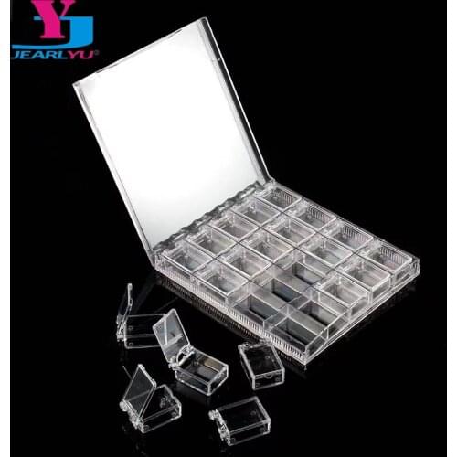 New Arrive Clear 20 Compartments Beauty Nail Art Tools Storage Box Powder Paillette Rhinestone Container Collector Accessories