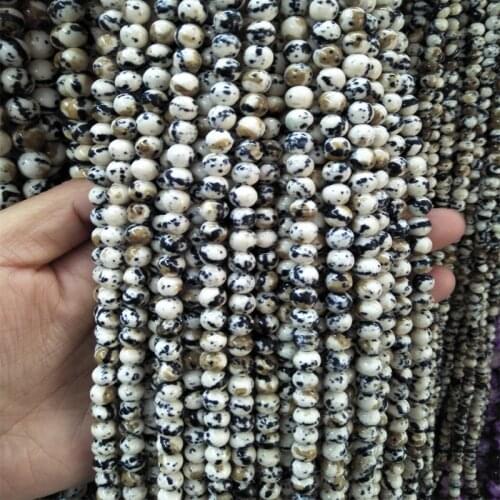 Round Natural White Black Rain Stone Beads 4/6/8/10/12mm Pick Size For DIY Jewelry Craft Making Loose Riverstones Stone Beads