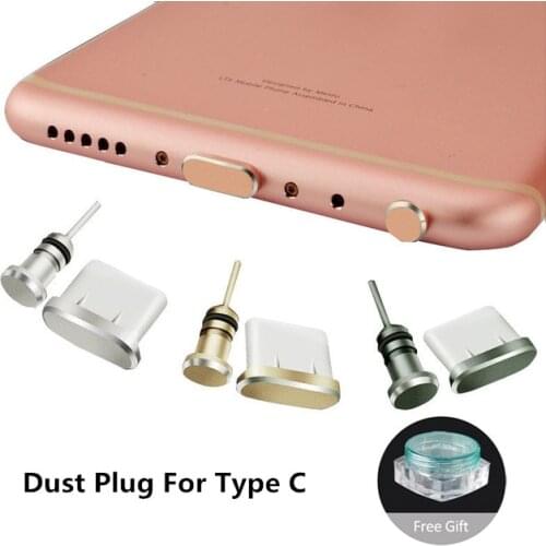 Metal Type C Plug 3.5 Jack Earphone Port Set For Huawei Xiaomi Redmi Note 7 USB C Cover Plug Phone Accessories Para Celular