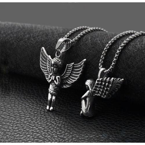 Fashion Titanium Steel Wing Fairy Pendant Necklace Stainless Steel Wild Jewelry Necklace hot sale