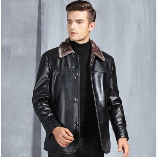 Winter Fur Leather Jacket Mens Plus Size 4XL Suede Leather Jackets Men Faux Fur Thick Warm Jacket