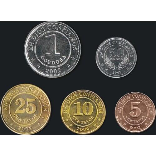 Nicaragua Full Set 5 Pcs Issuing Coins Original Coin 100% Real Unc