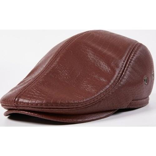 2021 New Winter Thermal Earmuffs Hat Mens Plus Velvet Warm Berets Natural Genuine Sheepskin Leather Caps Ear Protection Ski Cap