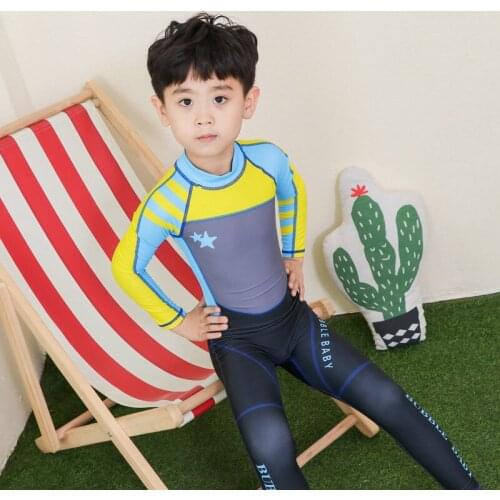 New 3D Cartoon Dinosaur Swimsuit Childrens Swimwear Kids Girls Boys Quick-drying One-piece Long Sleeve Trousers Diving Suit