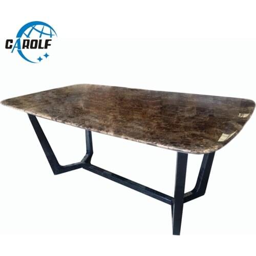 Contemporary Style Marble Top Oval Dining Table with Solid Wooden Frame