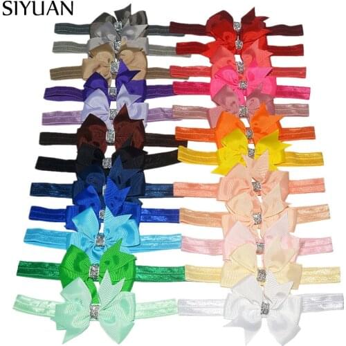 Wholesale 120pcs/lot Elastic Ribbon Headband with Grosgrain Hair Bows Little woman Baptism Headdress HB006
