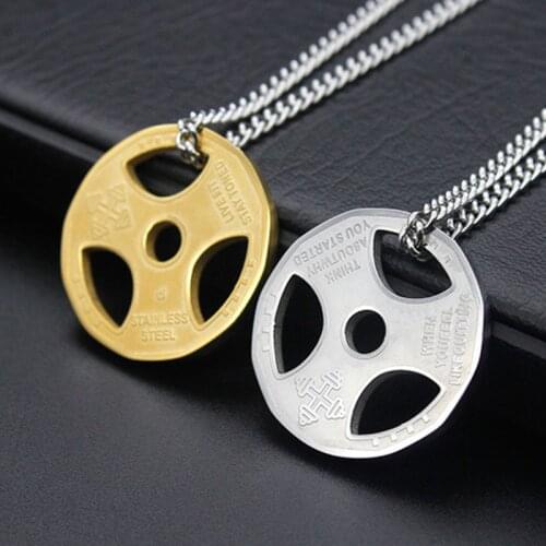 Barbell necklaces mens stainless steel fashion hip hop necklace pendants gold Fitness necklace jewelry for neck male Accessories