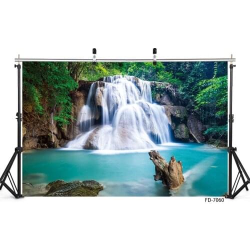 Scenery Forest Mountain Waterfall Photo Backgrounds Customized Backdrops for Baby Children Portrait Photoshoot Photography Props