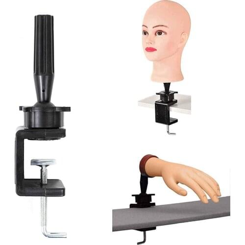 Sturdy Clamp Mannequin Wig Stand Holder with Metal Panel Inside Desk Wig Making Head Support Stands
