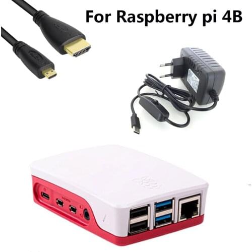 Raspberry Pi 4 Model B Starter Kit Power Supply + Official case + Micro