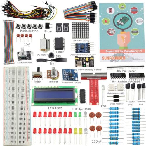 SunFounder DIY Super Kit for Raspberry Pi 4B 3B+ 3B 2B+ B+ A+ Zero With GPIO Extension Board Jump Wire(Pi not included)
