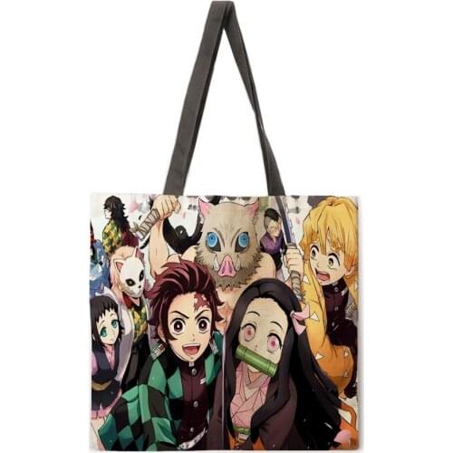 Anime Ghost Blade Tote Bag Ladies Shoulder Bag Foldable Shopping Bag Outdoor Beach Bag Ladies Handbag