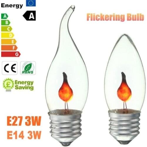 E14 E27 Retro LED Spiral Filament Light Bulb 3W Warm Yellow 220V Vintage Edison Lamp Energy Saving Lamp Tail Chandelier Bulbs