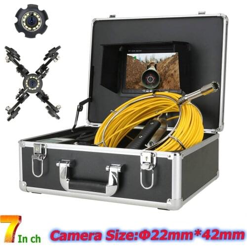 7" Monitor Sewer Pipe Inspection Video Camera,IP68 HD 1000TVL Drain Sewer Pipeline Industrial Endoscope System with 12PCS LED